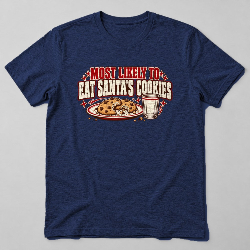 Most Likely to Eat Santa's Cookies T-Shirt in Navy