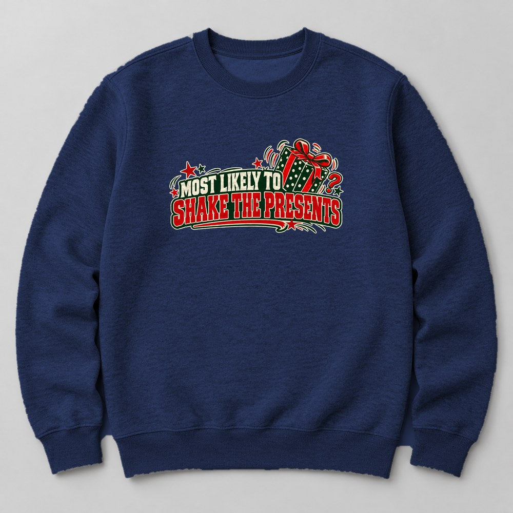 Most Likely to Shake the Presents Sweatshirt in Navy