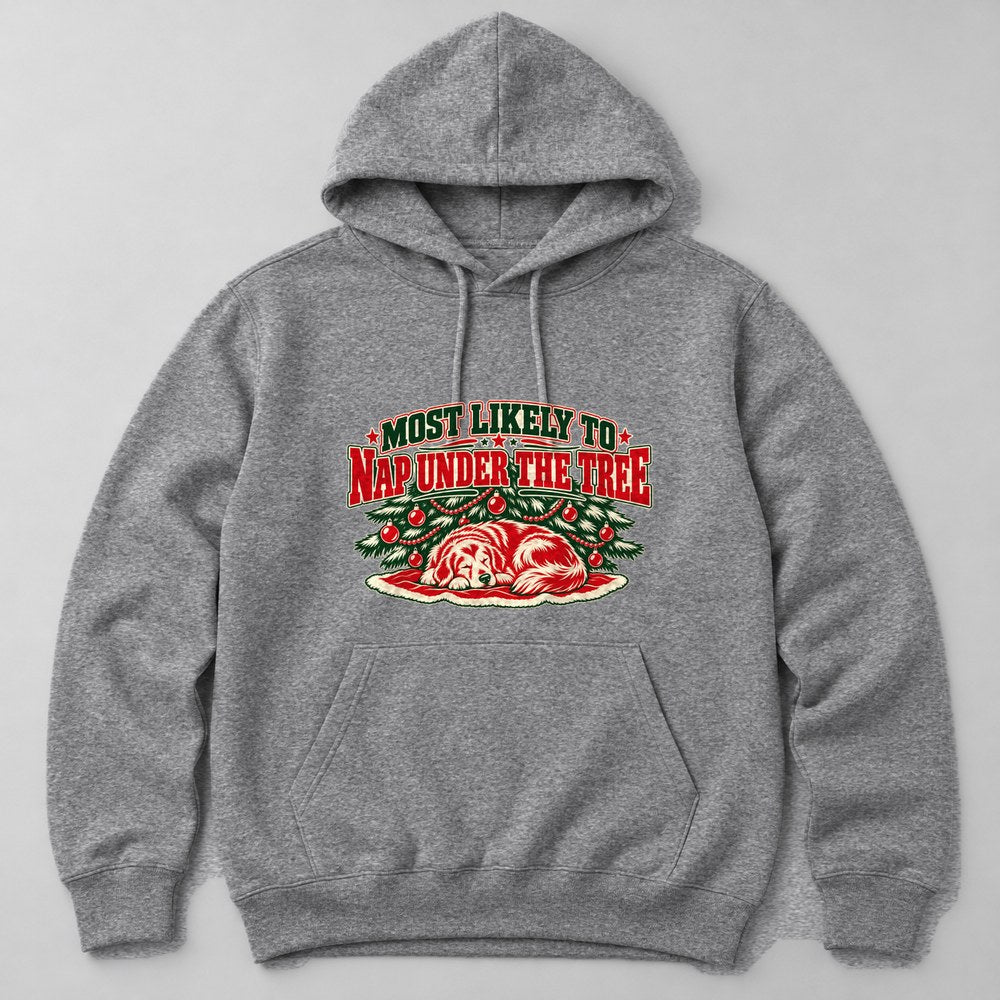 Most Likely to Nap Under the Tree Hoodie in Heather Grey