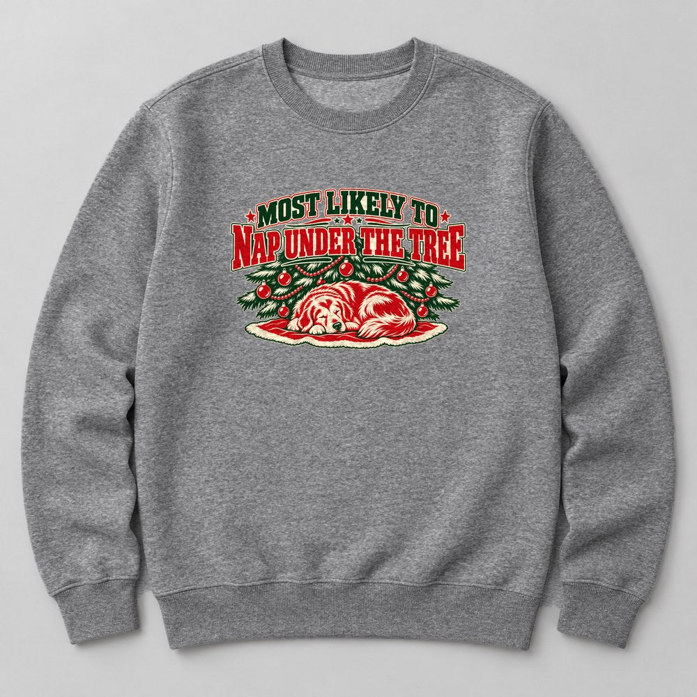 Most Likely to Nap Under the Tree Sweatshirt in Heather Grey