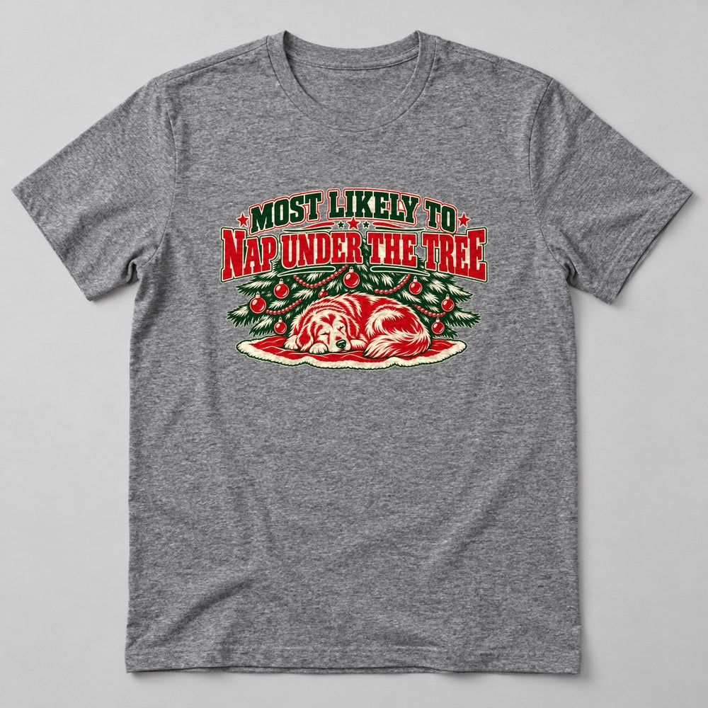 Most Likely to Nap Under the Tree T-Shirt in Heather Grey