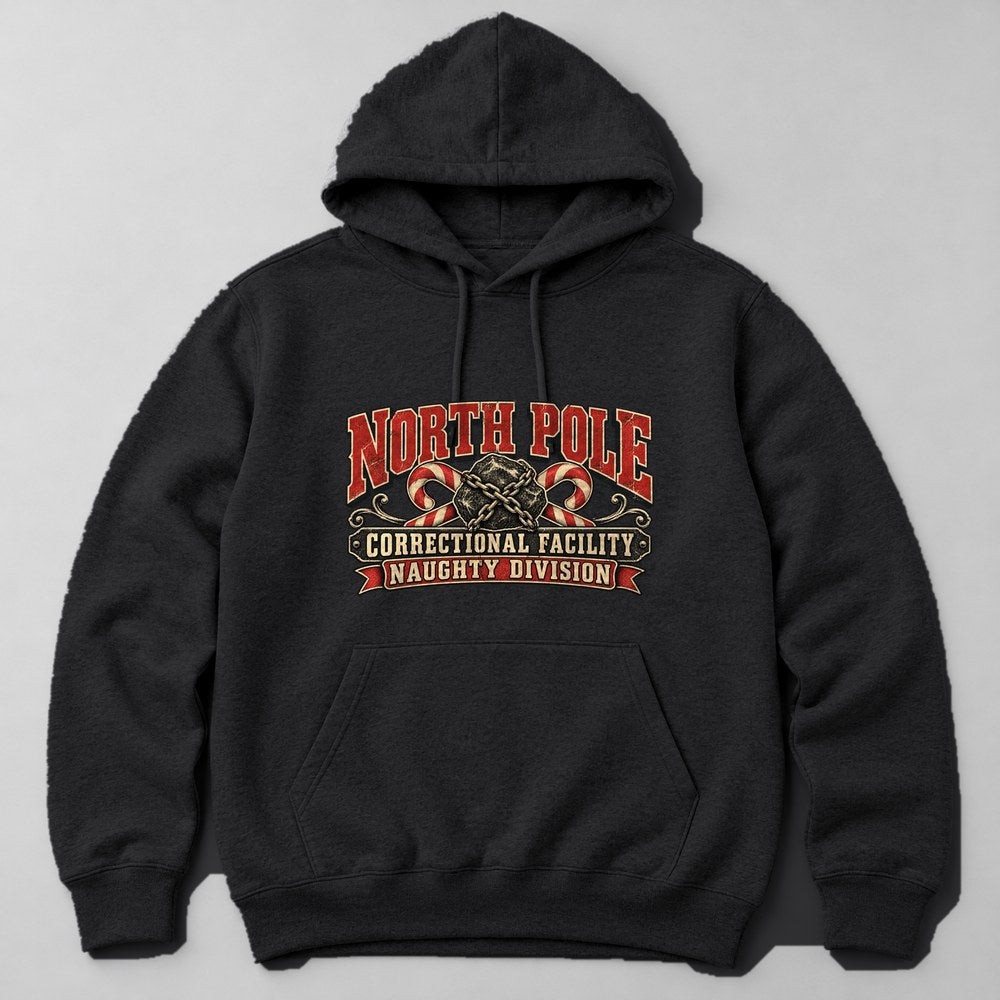 North Pole Correctional Facility Naughty Division Hoodie in Black