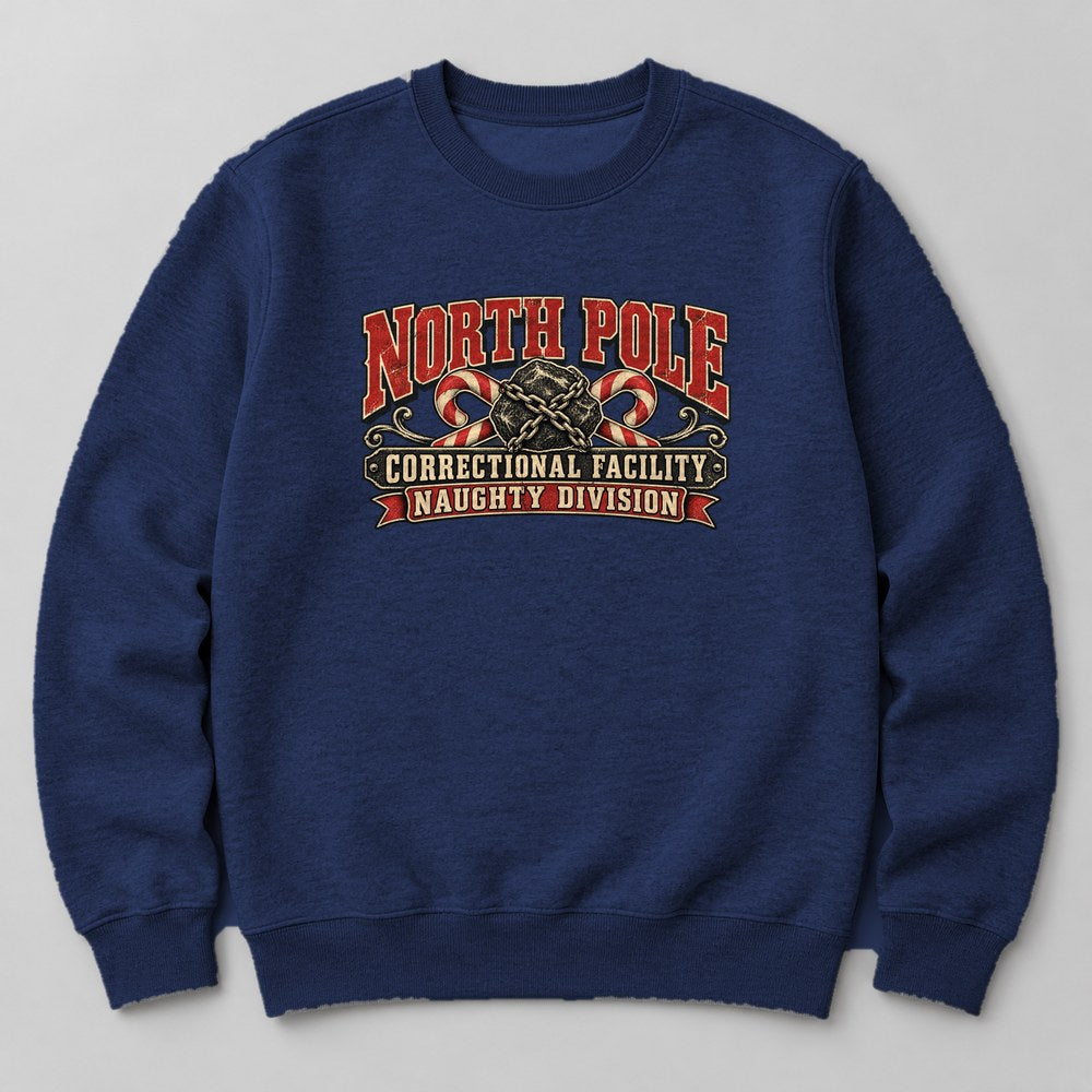North Pole Correctional Facility Naughty Division Sweatshirt in Navy