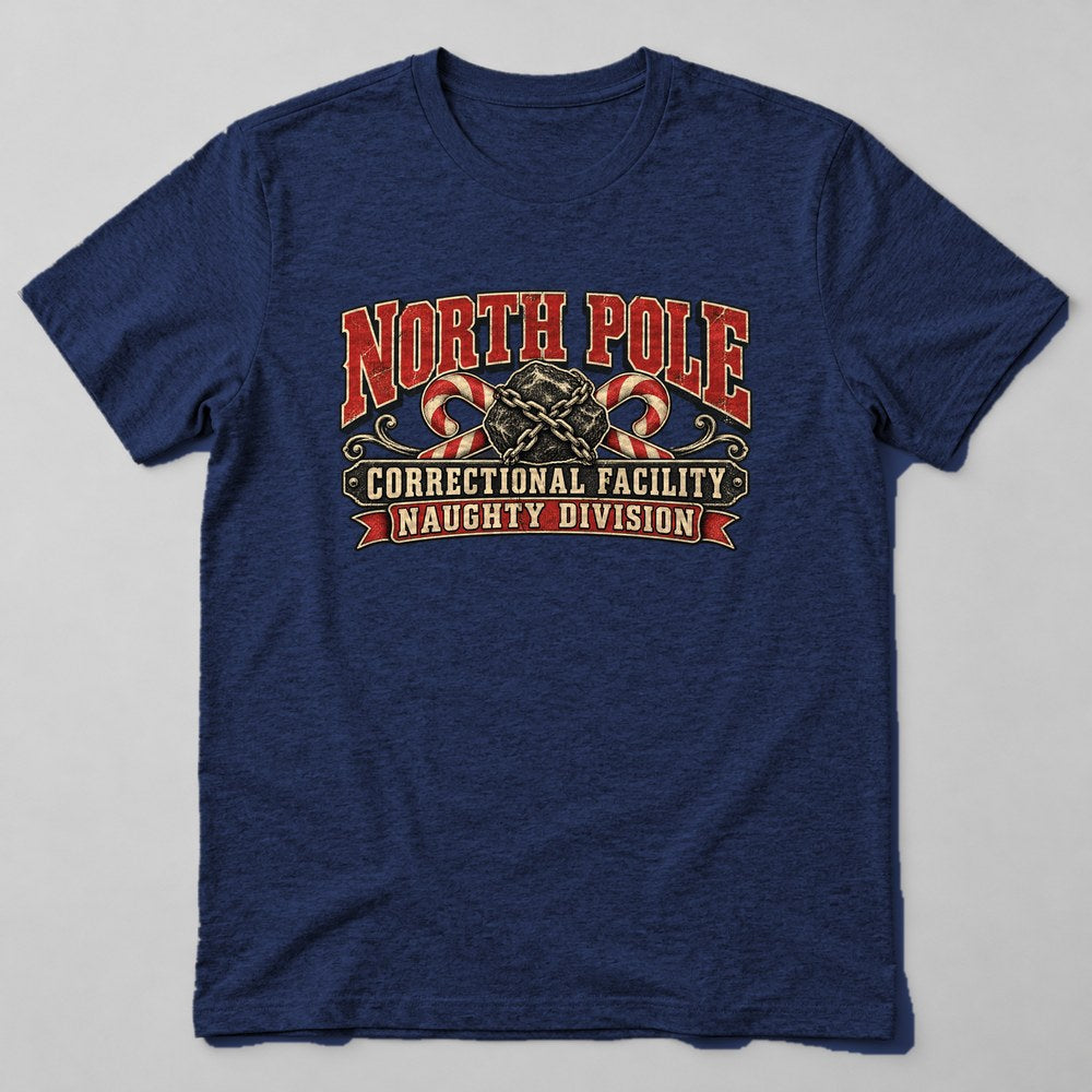 North Pole Correctional Facility Naughty Division T-Shirt in Navy