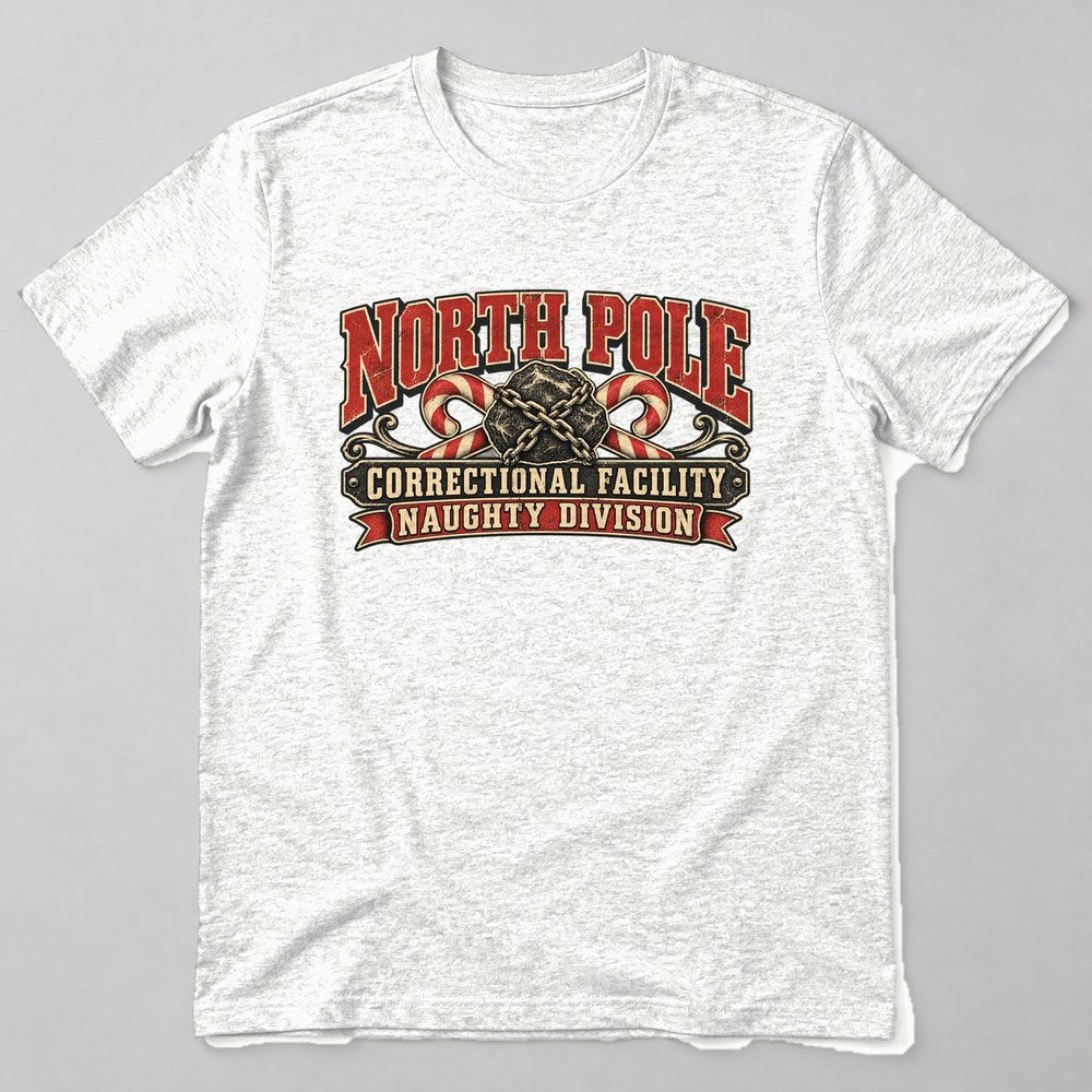 North Pole Correctional Facility Naughty Division T-Shirt in White
