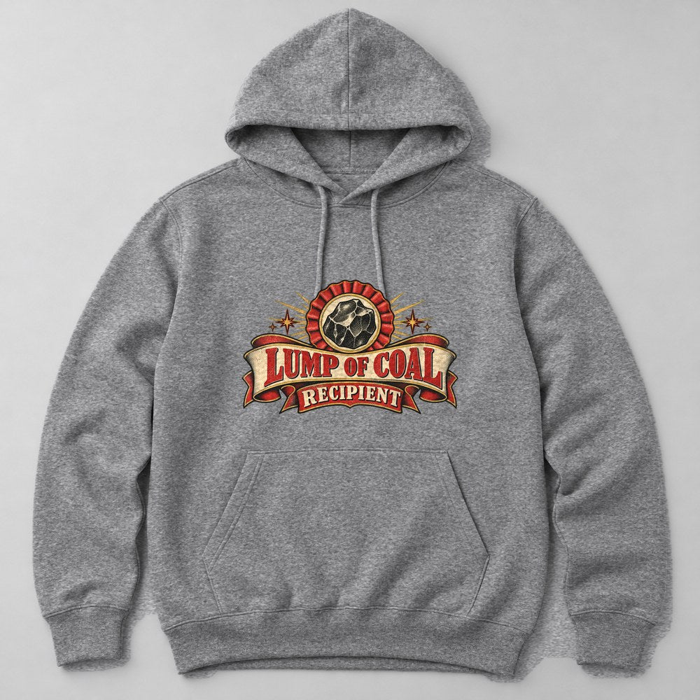 Lump of Coal Recipient Hoodie in Heather Grey