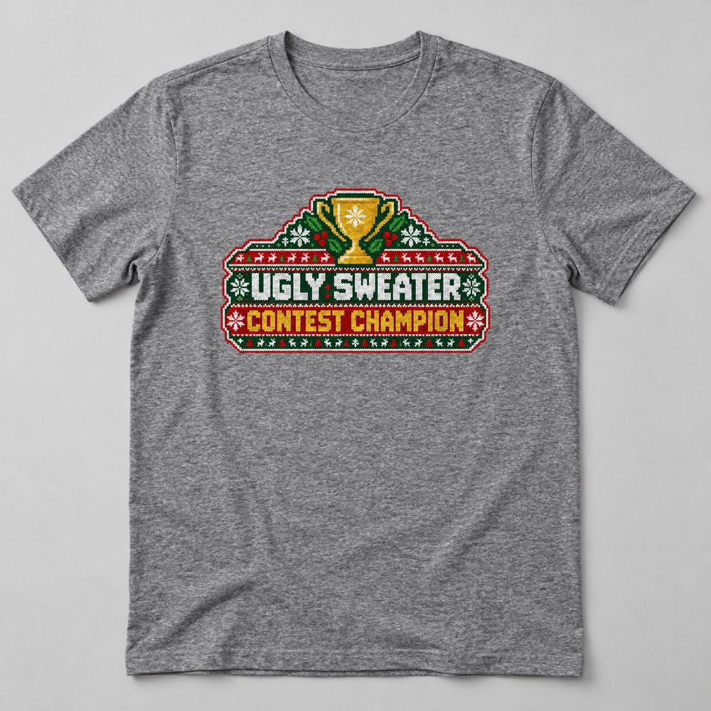 Ugly Sweater Contest Champion T-Shirt in Heather Grey