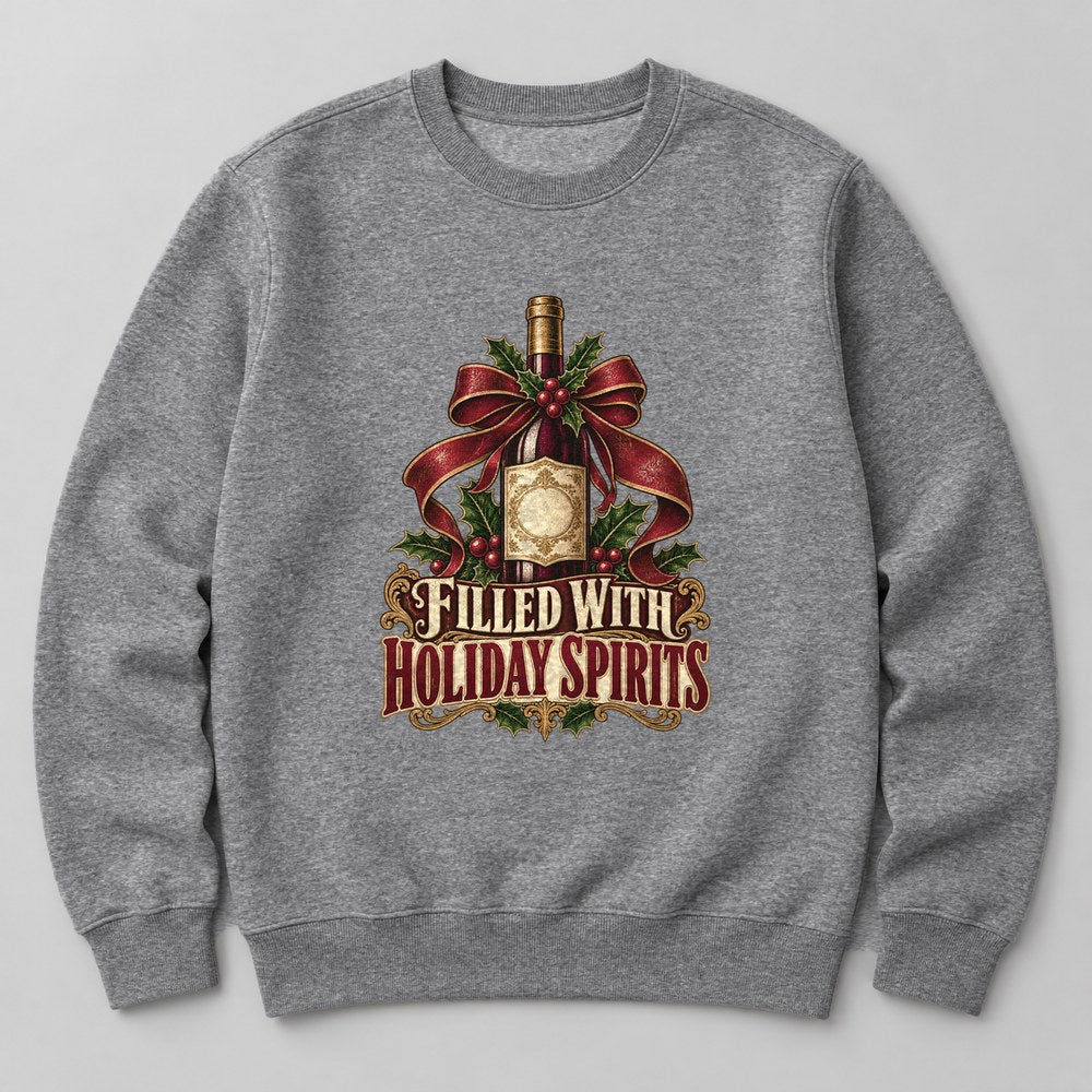 Filled With Holiday Spirits Sweatshirt in Heather Grey