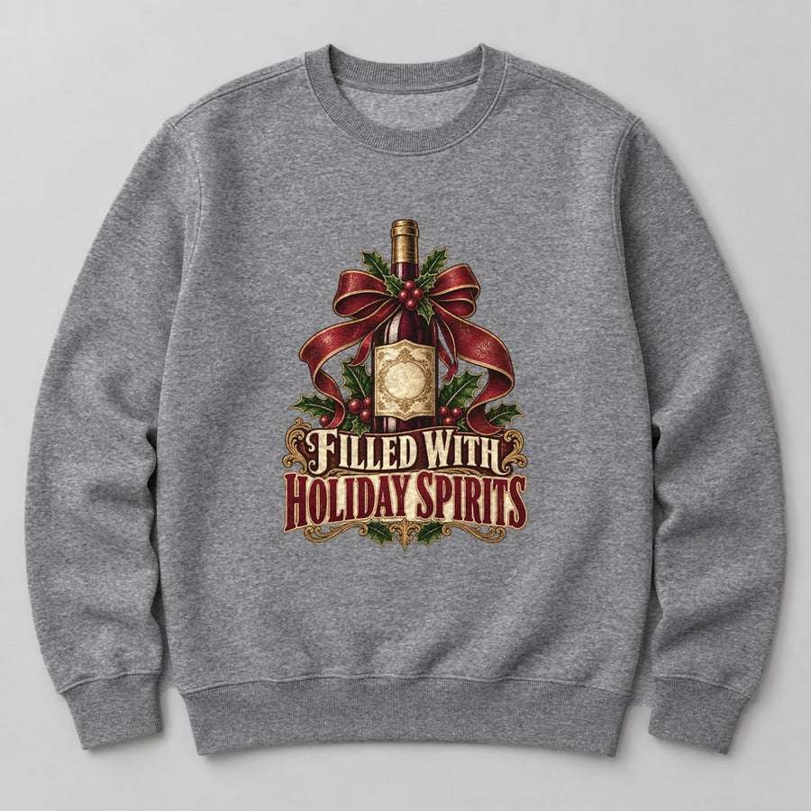 Filled With Holiday Spirits Sweatshirt in Heather Grey