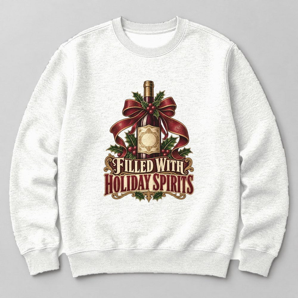 Filled With Holiday Spirits Sweatshirt in White