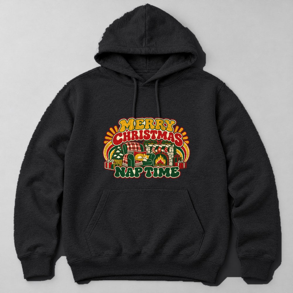 Merry Christmas Nap Time Hoodie in Black