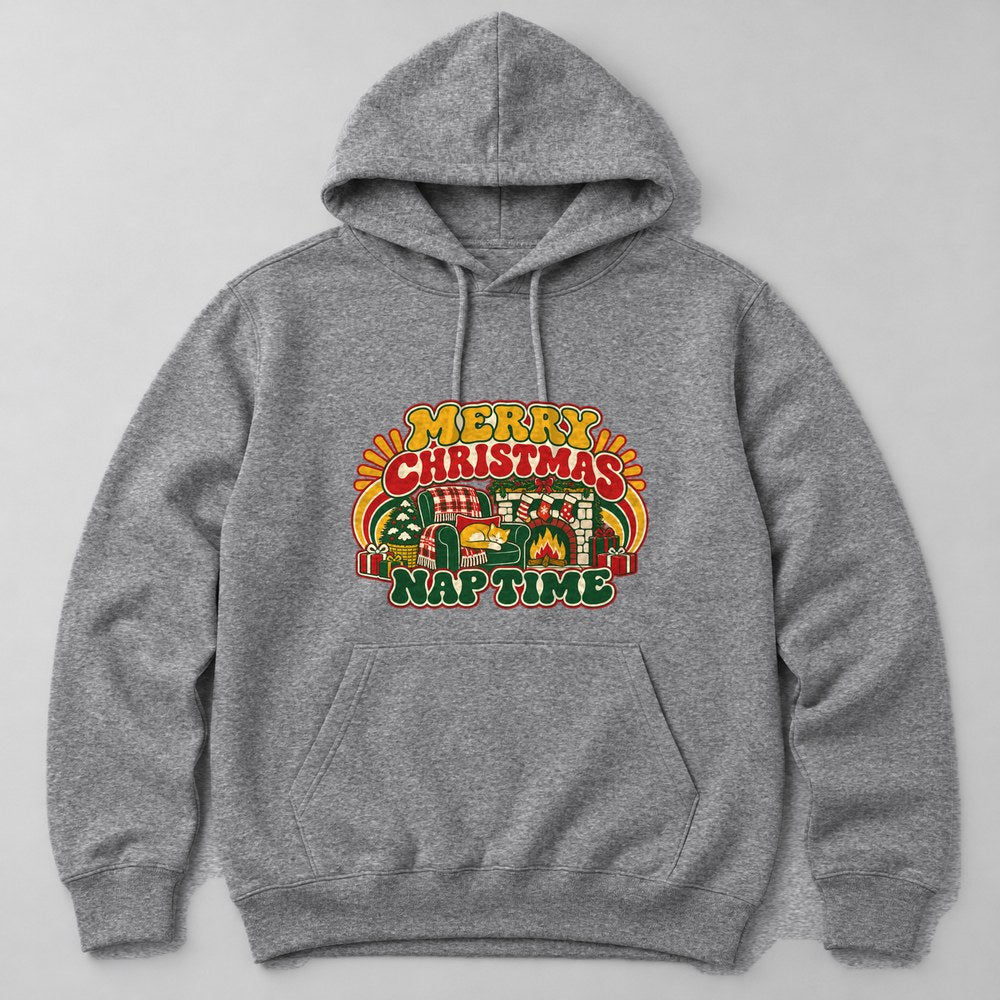 Merry Christmas Nap Time Hoodie in Heather Grey