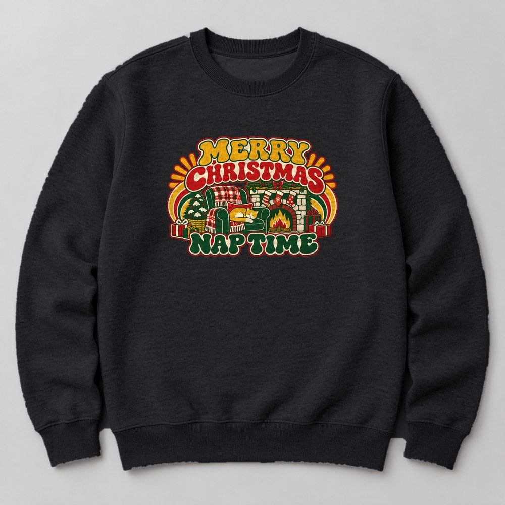 Merry Christmas Nap Time Sweatshirt in Black