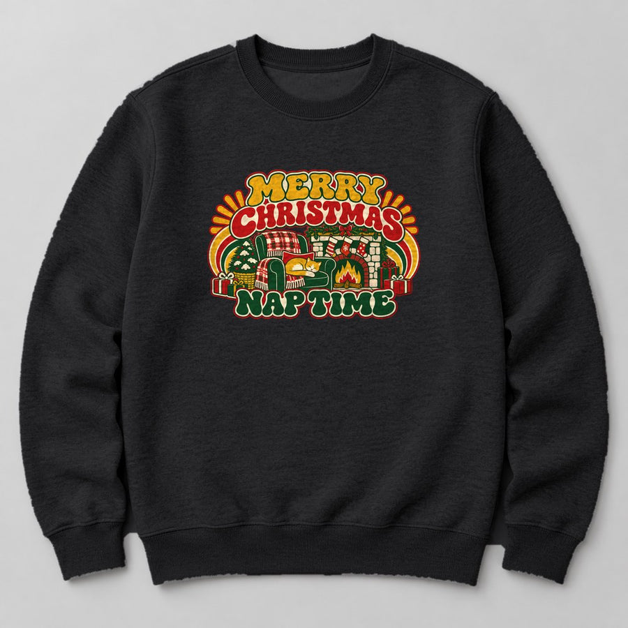 Merry Christmas Nap Time Sweatshirt in Black