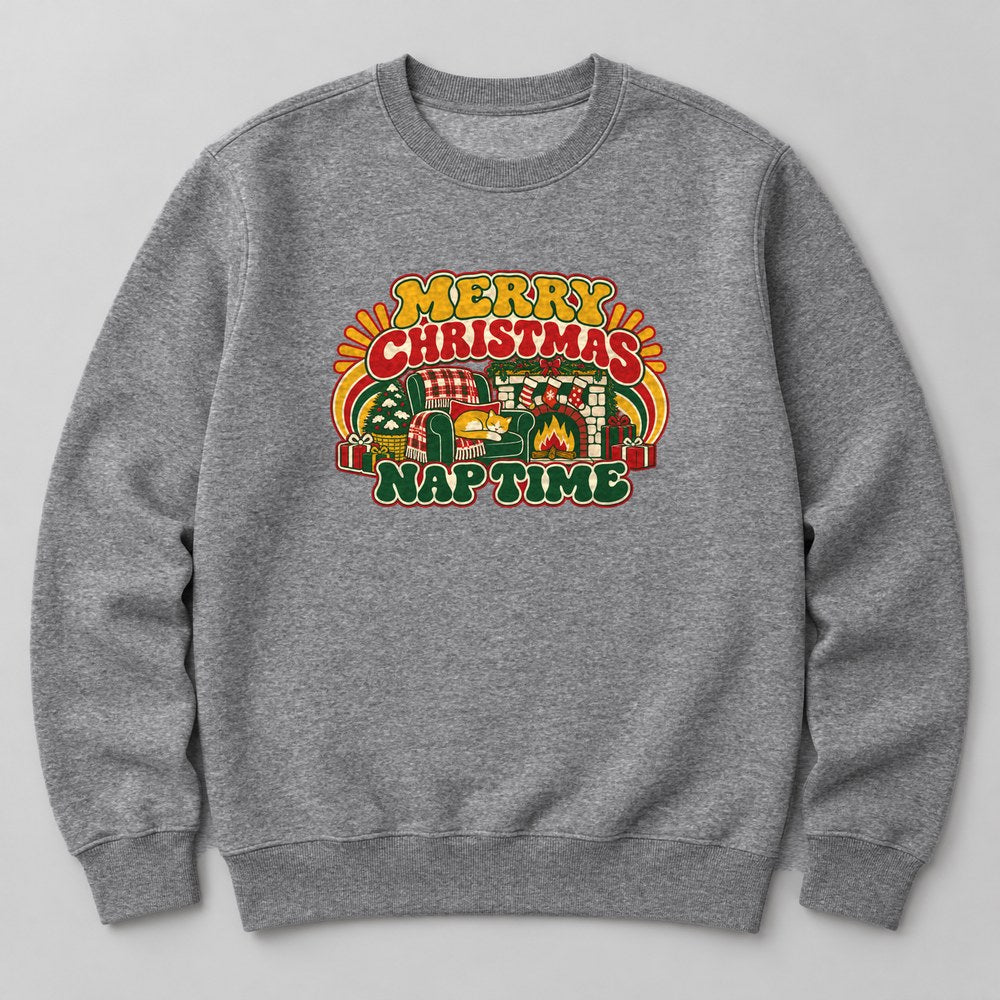 Merry Christmas Nap Time Sweatshirt in Heather Grey