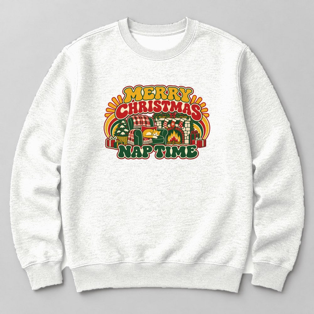 Merry Christmas Nap Time Sweatshirt in White