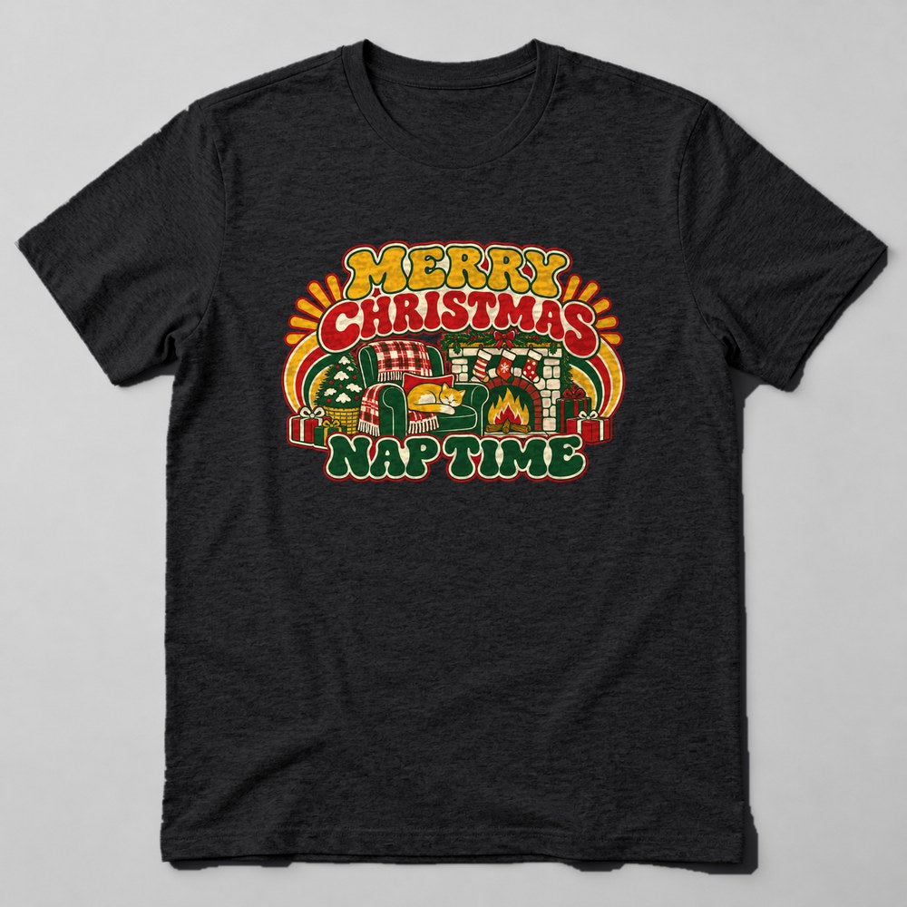 Merry Christmas Nap Time T-Shirt in Black