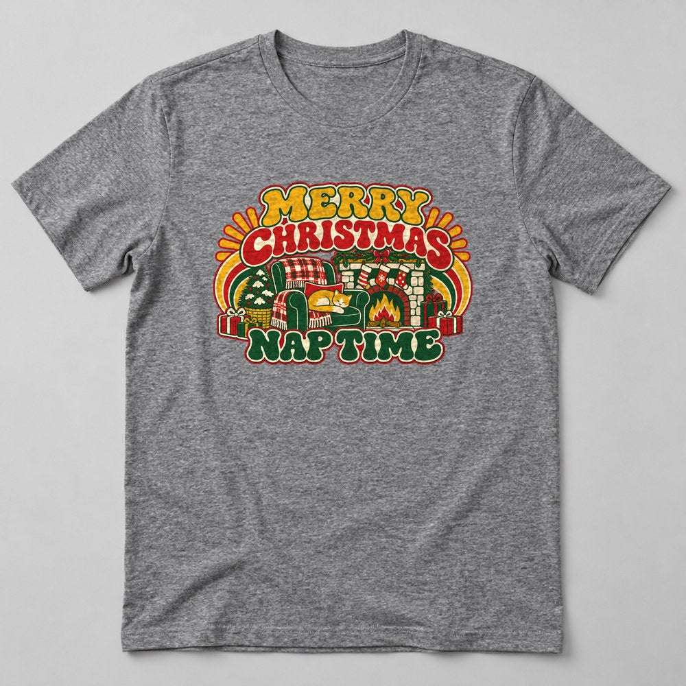 Merry Christmas Nap Time T-Shirt in Heather Grey