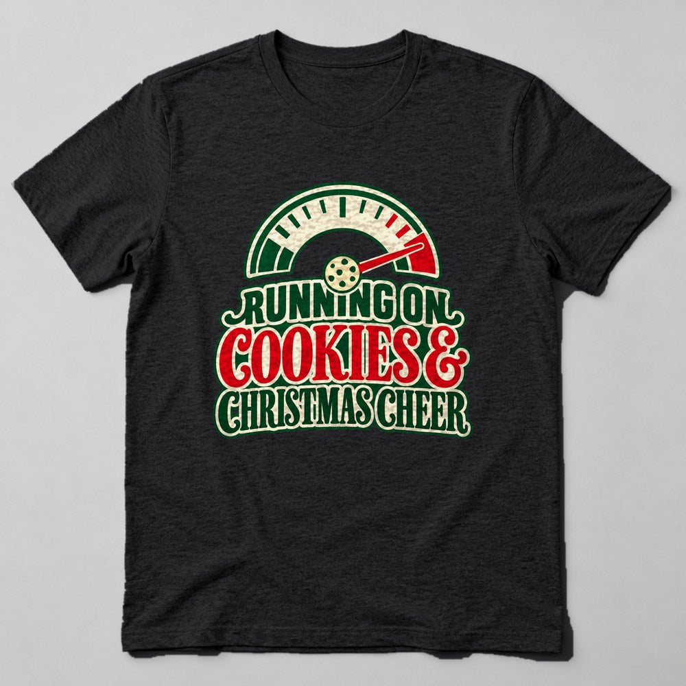 Running on Cookies & Christmas Cheer T-Shirt in Black