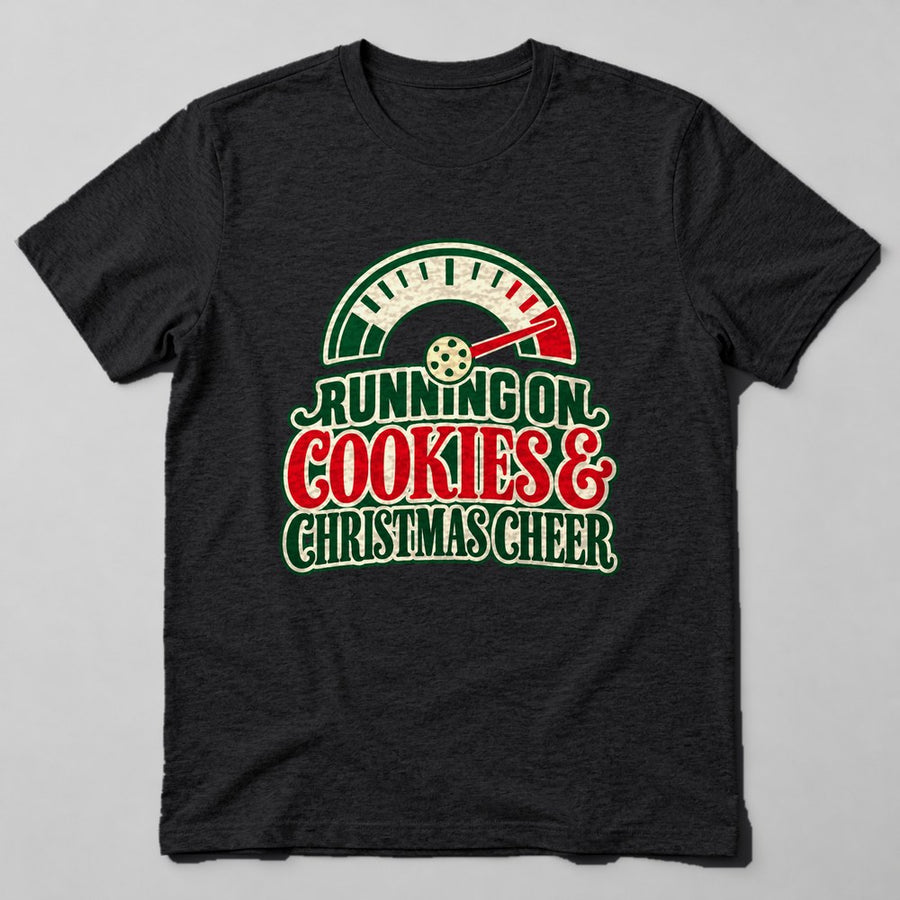 Running on Cookies & Christmas Cheer T-Shirt in Black