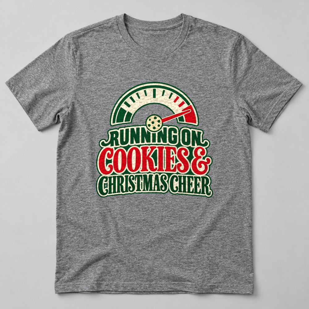 Running on Cookies & Christmas Cheer T-Shirt in Heather Grey