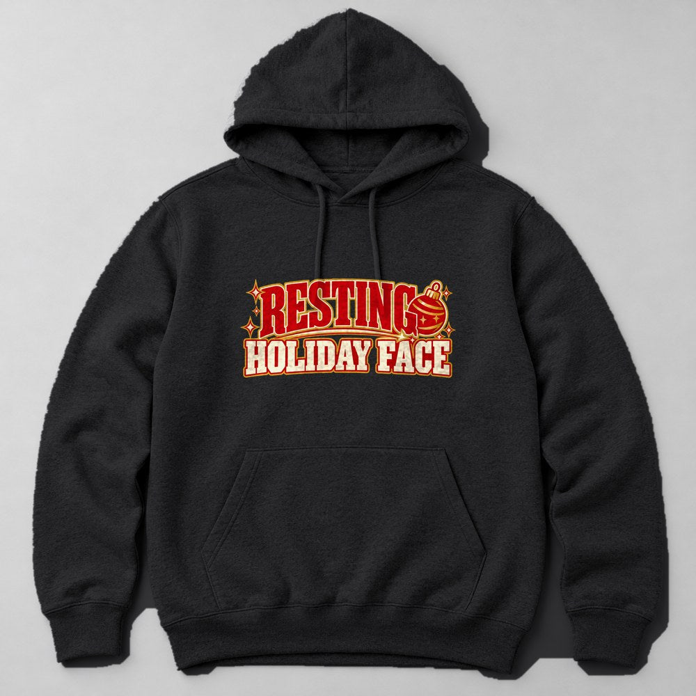 Resting Holiday Face Hoodie in Black