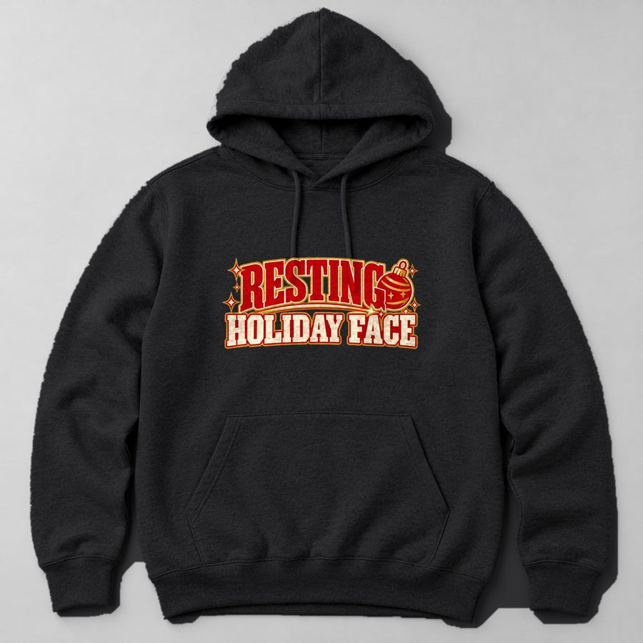 Resting Holiday Face Hoodie in Black