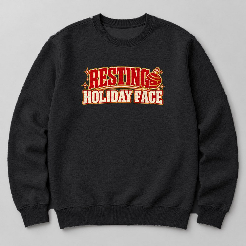 Resting Holiday Face Sweatshirt in Black
