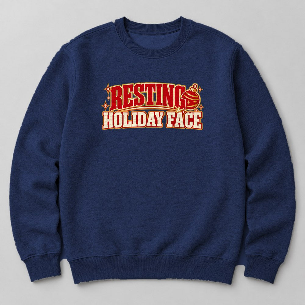 Resting Holiday Face Sweatshirt in Navy