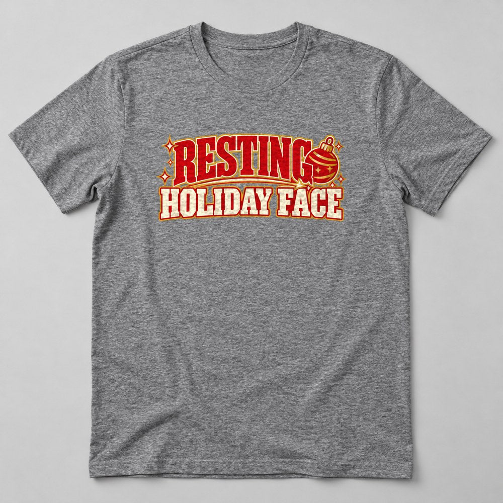Resting Holiday Face T-Shirt in Heather Grey