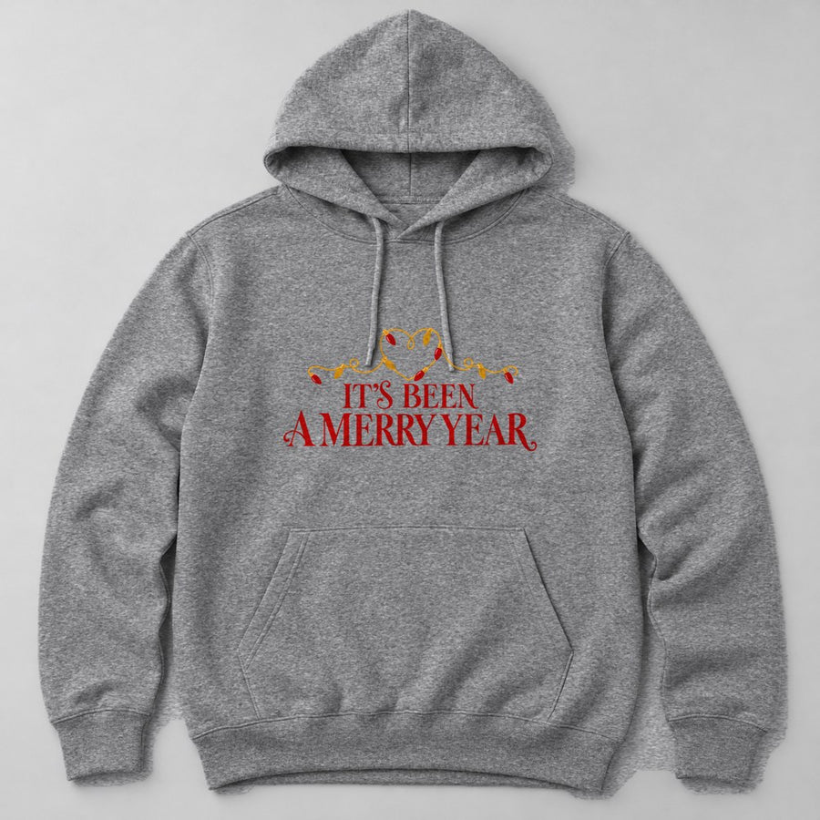 It's Been a Merry Year Hoodie in Heather Grey