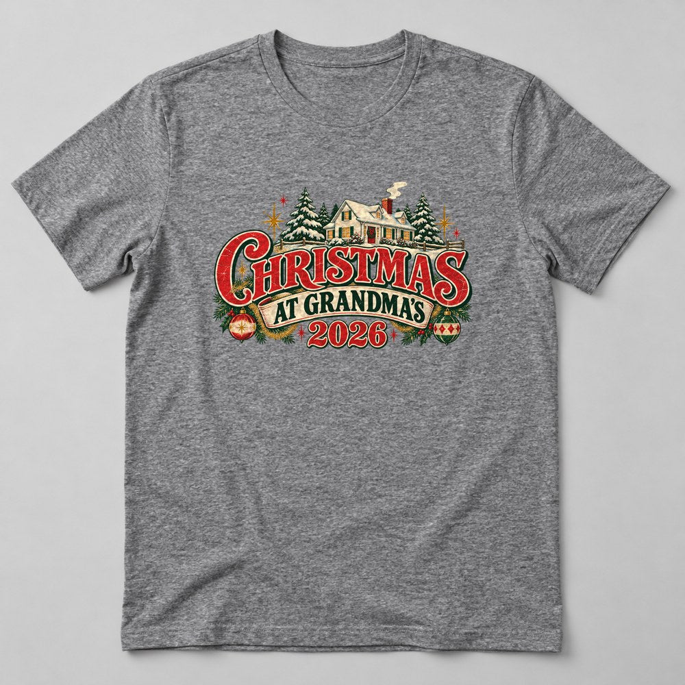 Christmas at Grandma's 2026 T-Shirt in Heather Grey