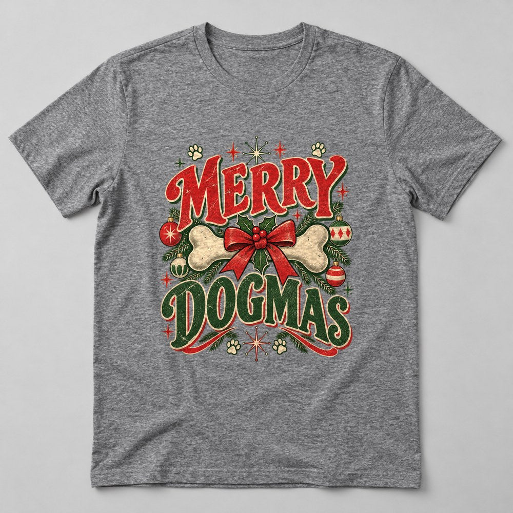 Merry Dogmas T-Shirt in Heather Grey