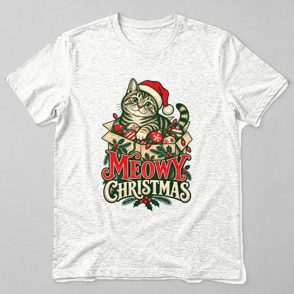 Meowy Christmas T-Shirt in White