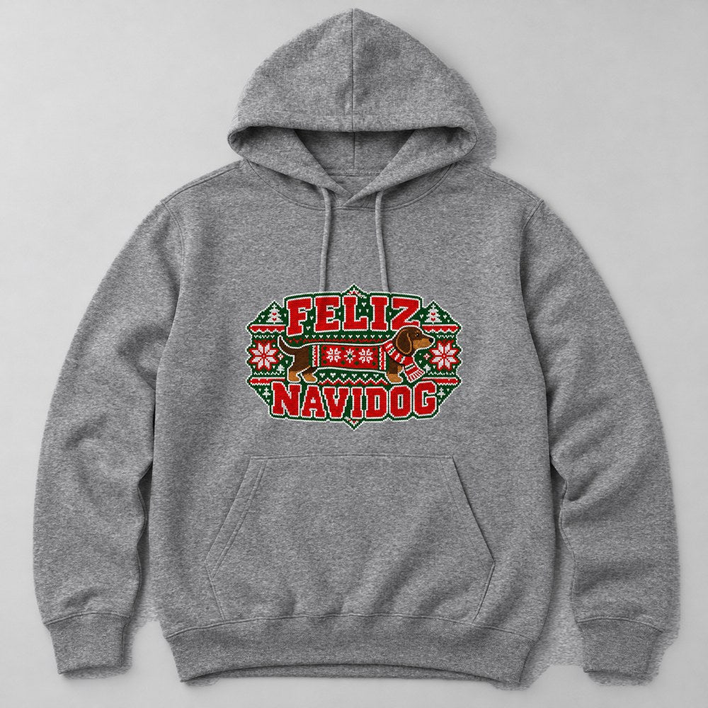 Feliz Navidog Hoodie in Heather Grey
