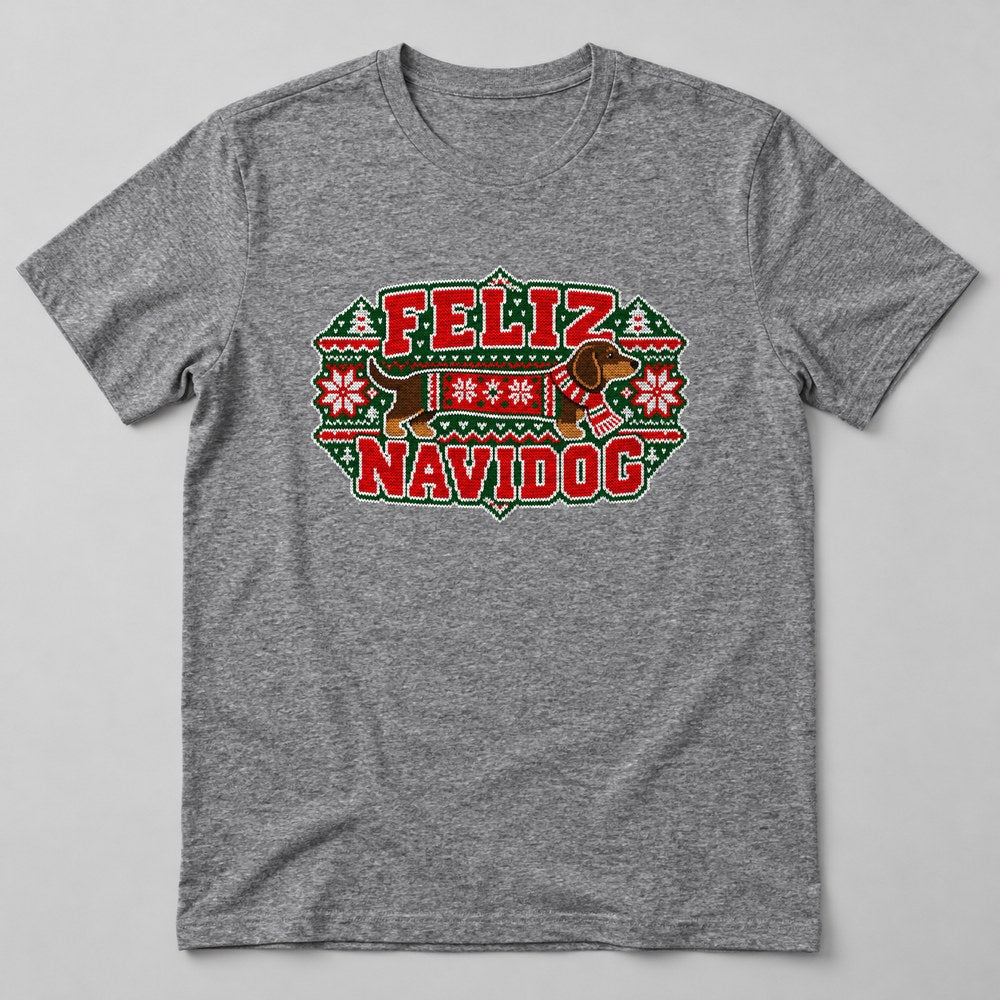 Feliz Navidog T-Shirt in Heather Grey