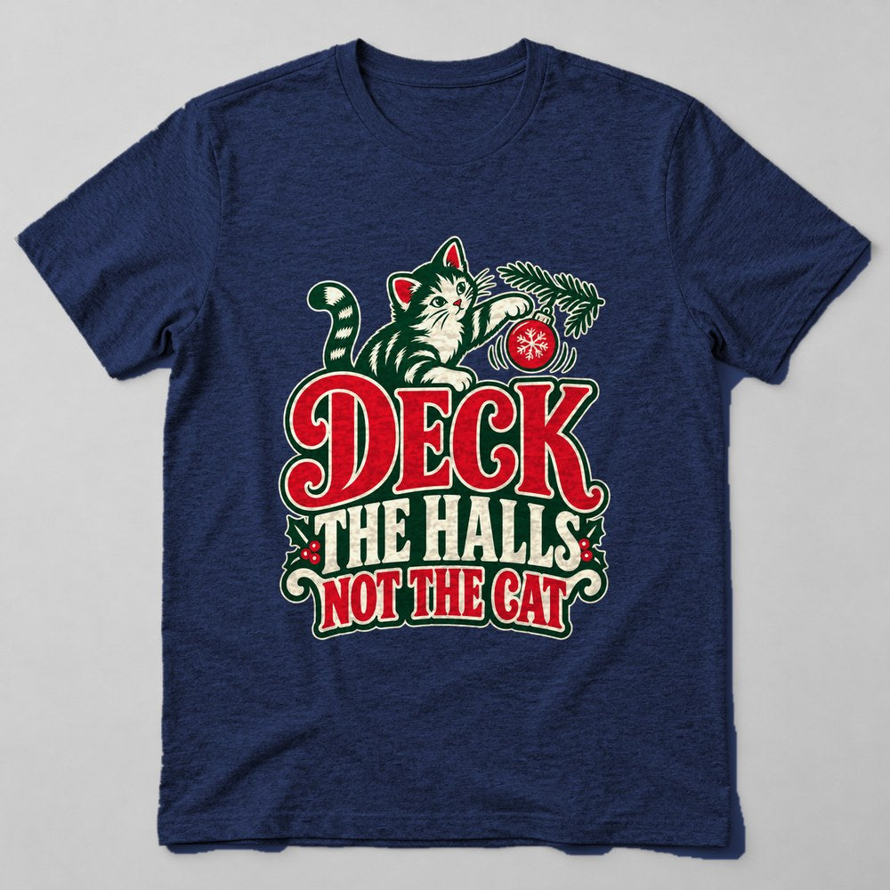 Deck the Halls Not the Cat T-Shirt in Navy