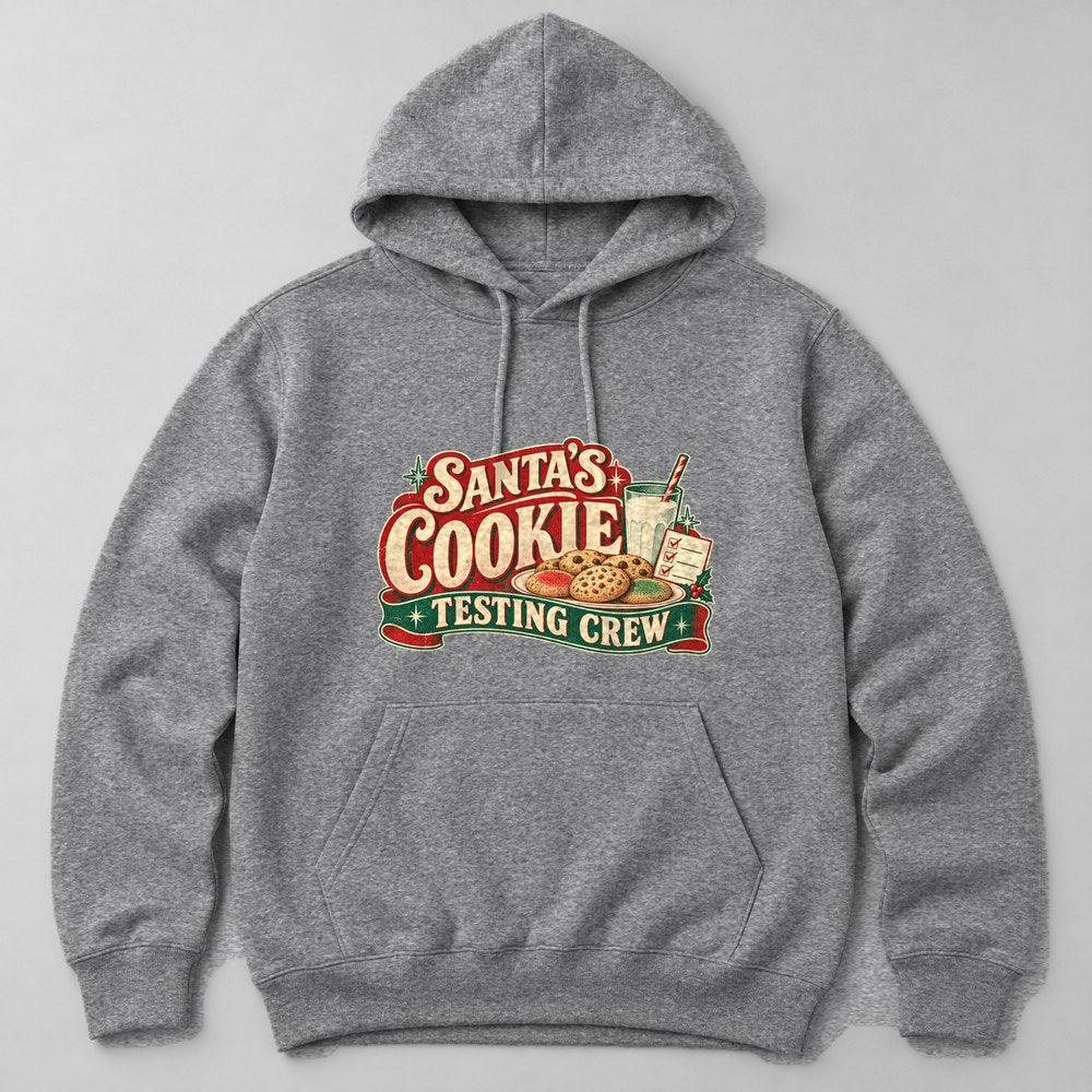 Santa's Cookie Testing Crew Hoodie in Heather Grey