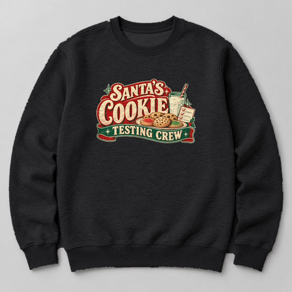 Santa's Cookie Testing Crew Sweatshirt in Black