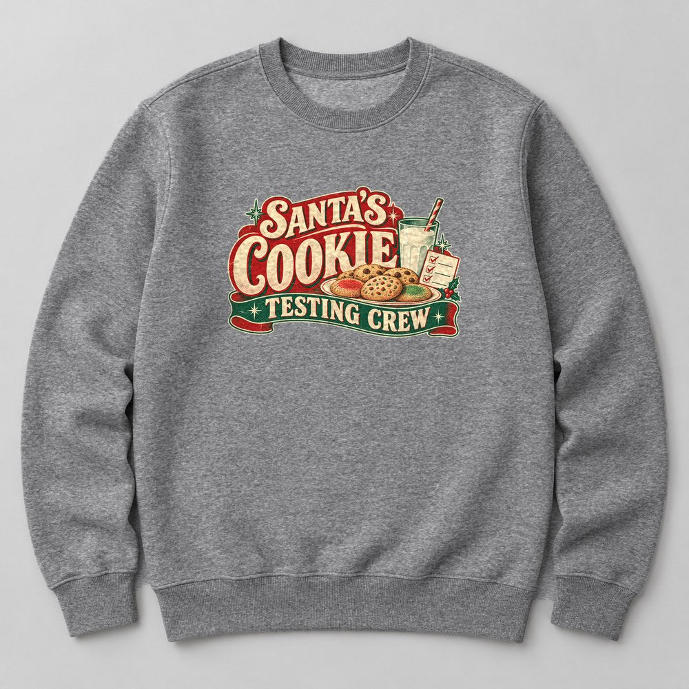 Santa's Cookie Testing Crew Sweatshirt in Heather Grey