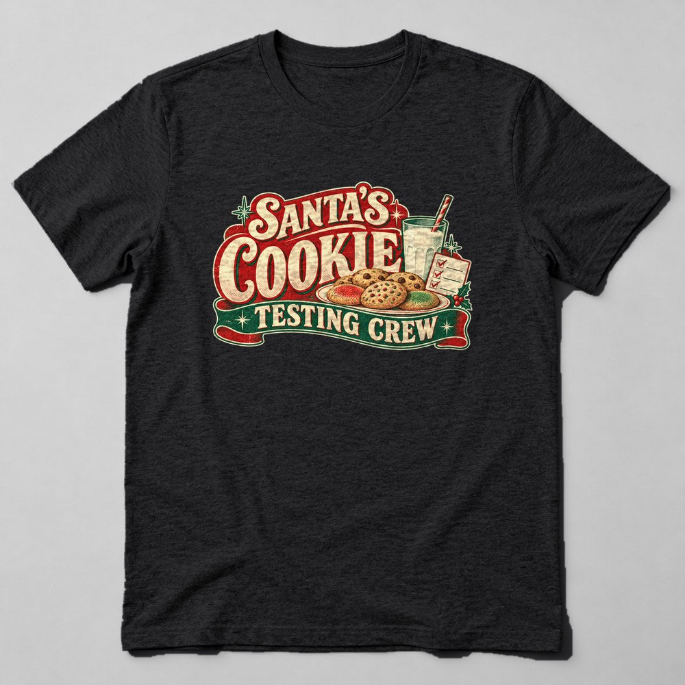 Santa's Cookie Testing Crew T-Shirt in Black