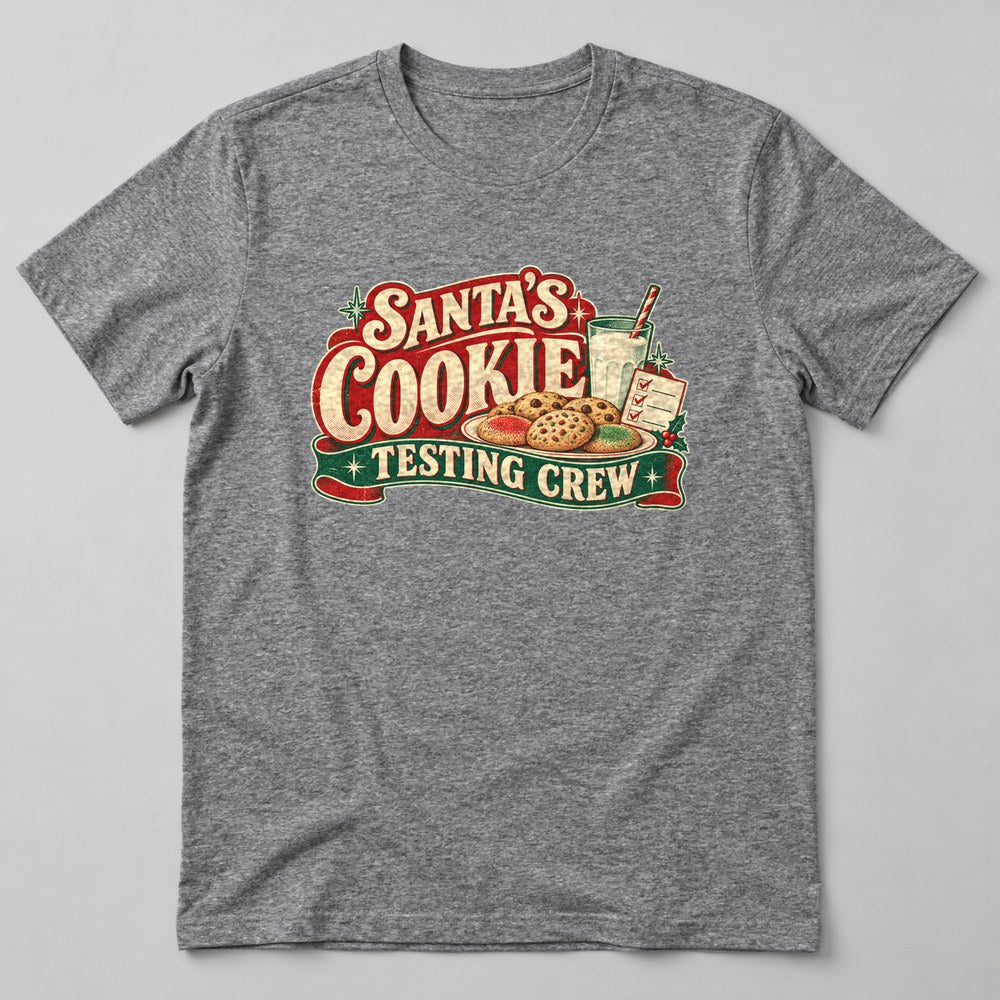 Santa's Cookie Testing Crew T-Shirt in Heather Grey