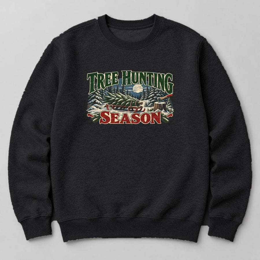 Tree Hunting Season Sweatshirt in Black