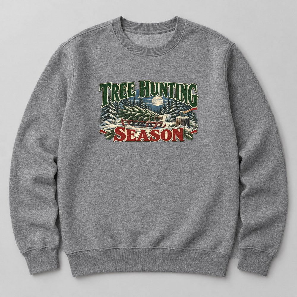 Tree Hunting Season Sweatshirt in Heather Grey