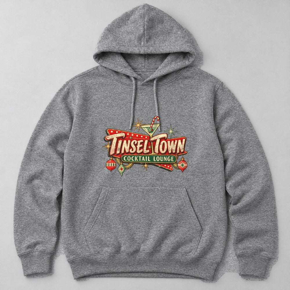 Tinsel Town Cocktail Lounge Hoodie in Heather Grey