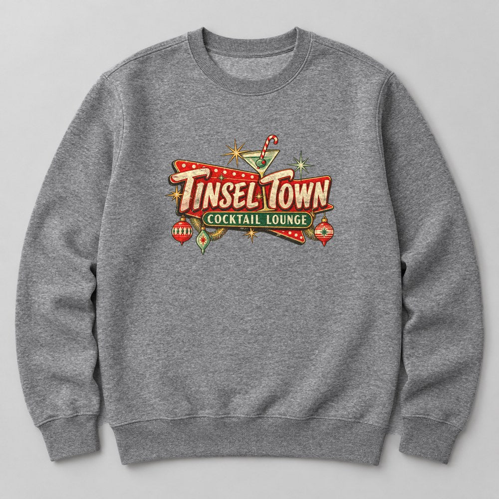 Tinsel Town Cocktail Lounge Sweatshirt in Heather Grey