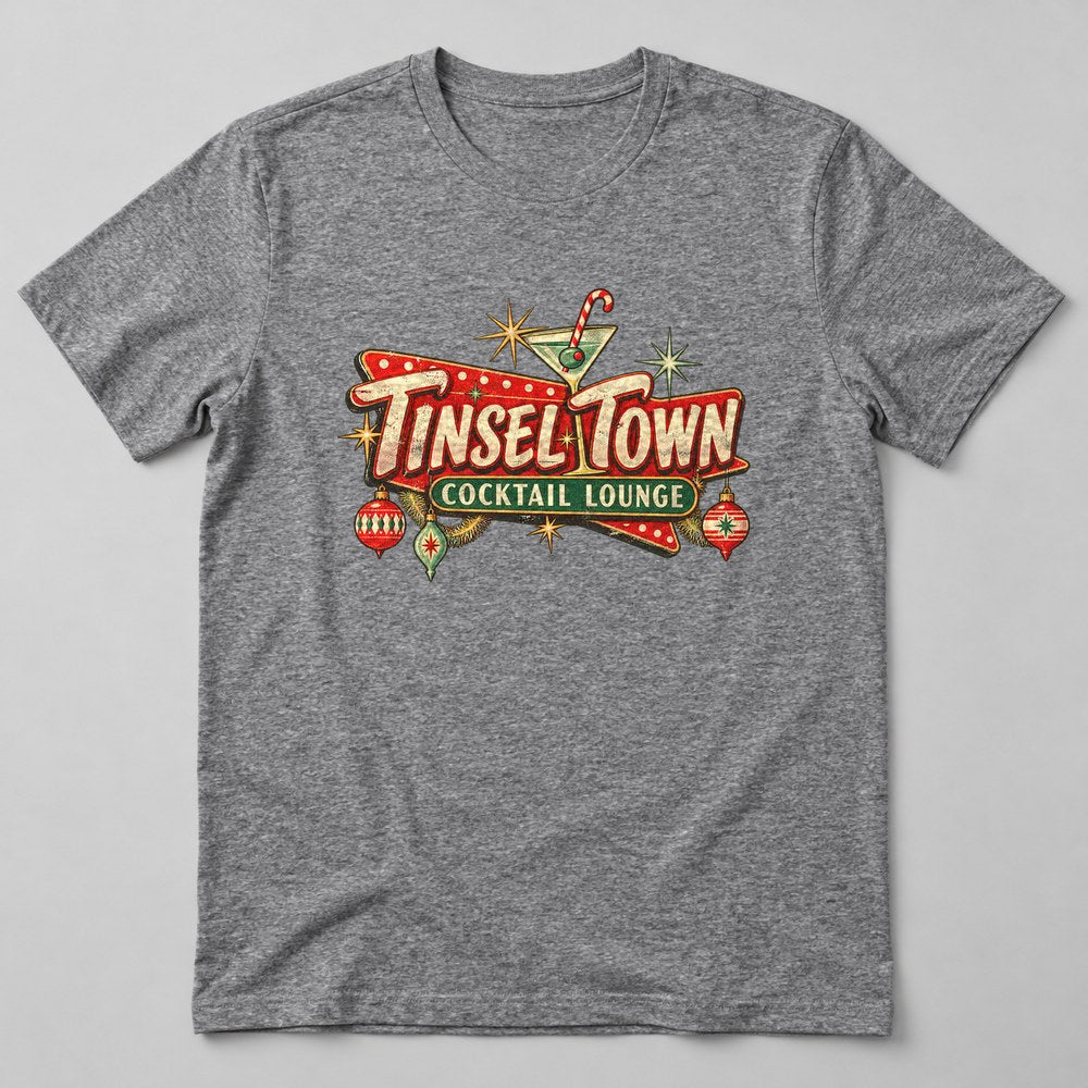 Tinsel Town Cocktail Lounge T-Shirt in Heather Grey
