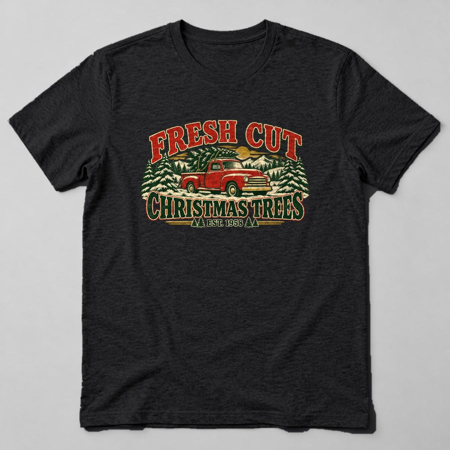Fresh Cut Christmas Trees Est. 1958 T-Shirt in Black