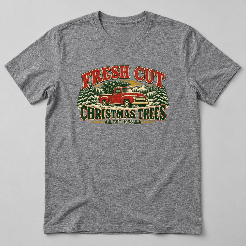 Fresh Cut Christmas Trees Est. 1958 T-Shirt in Heather Grey