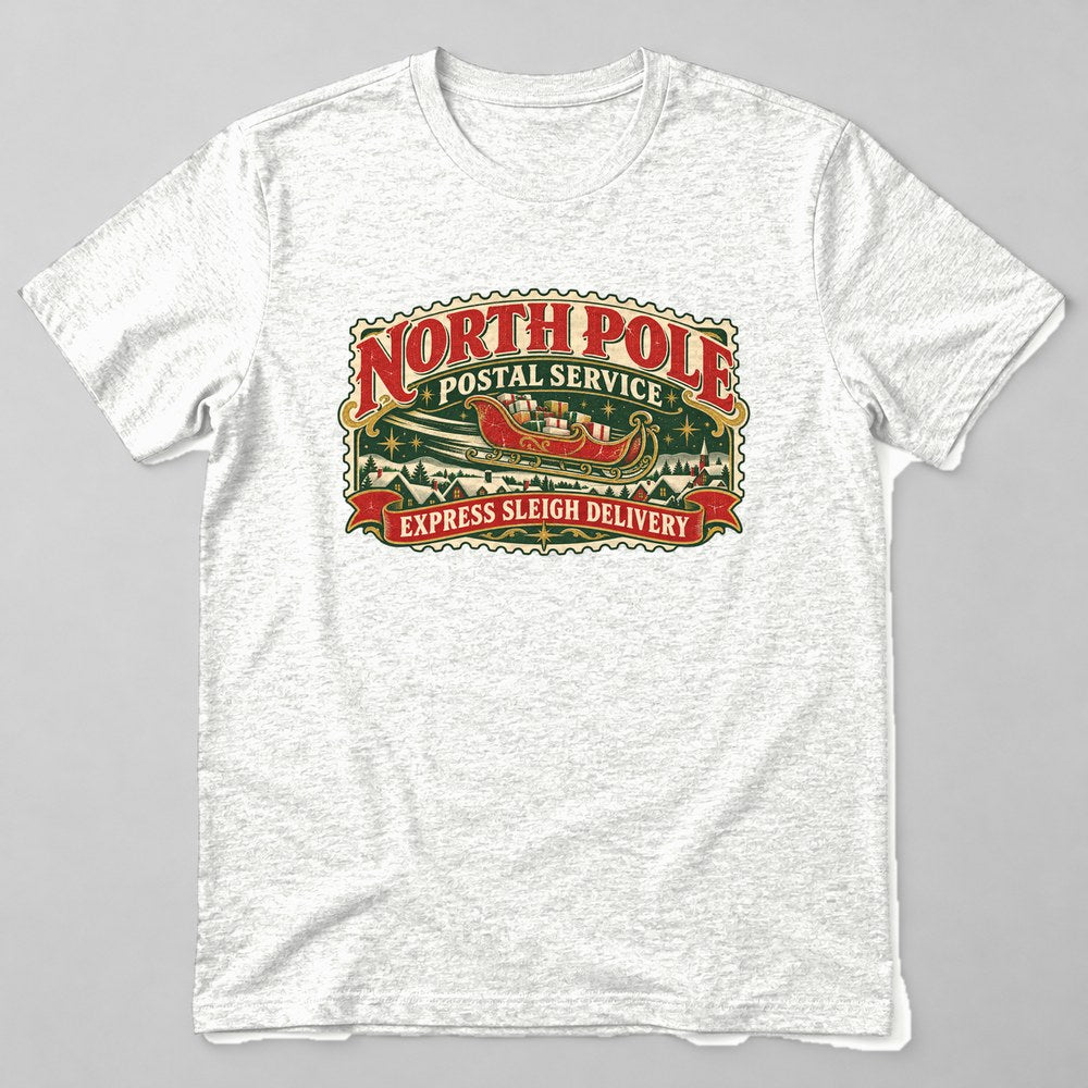 North Pole Postal Service Express Sleigh Delivery T-Shirt in White